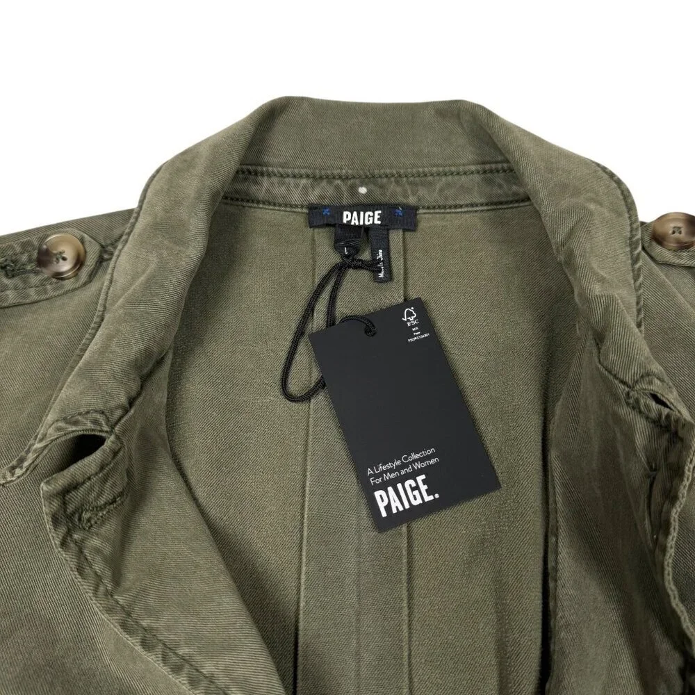 NWT PAIGE Pacey Jacket Sz.L Vintage Ivy Green  Buttons Preppy Minimalist $249 - Picture 9 of 16